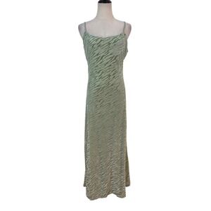 Bardot Nadira Sage Green Burnout Velvet Midi Dress Slip Gown animal print US 12